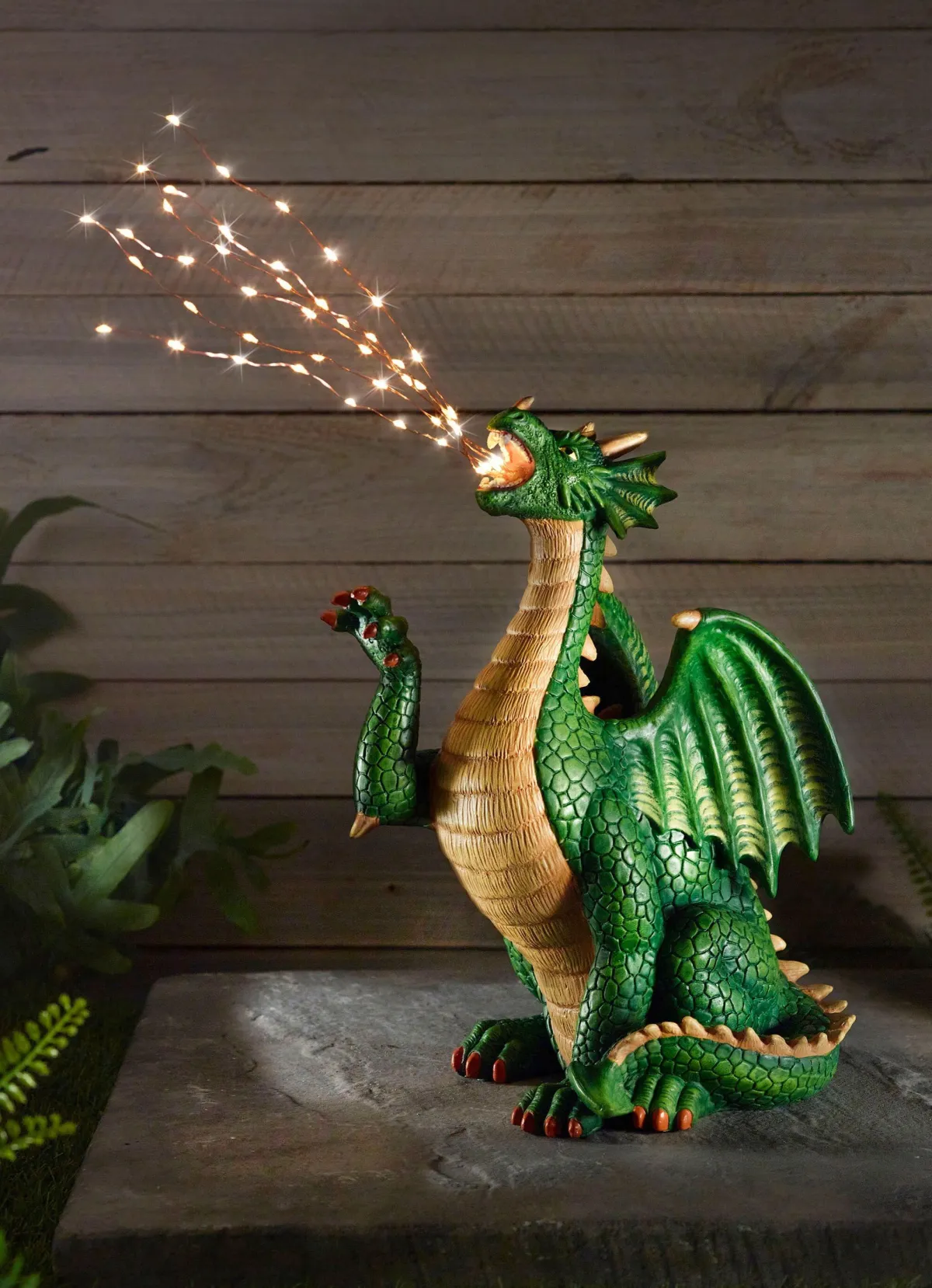 Outlet BADER Drache mit LED-Licht grün-gold