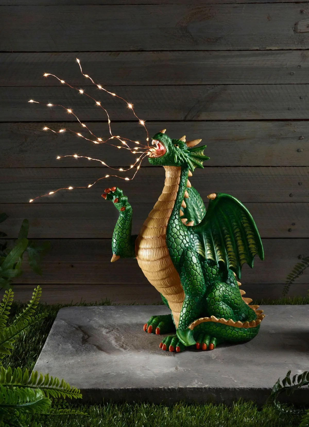 Outlet BADER Drache mit LED-Licht grün-gold