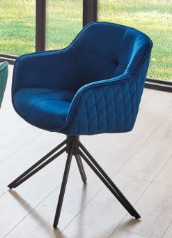 Best BADER Drehbare Armlehnenstühle mit Samtbezug, 2er-Set BLAU