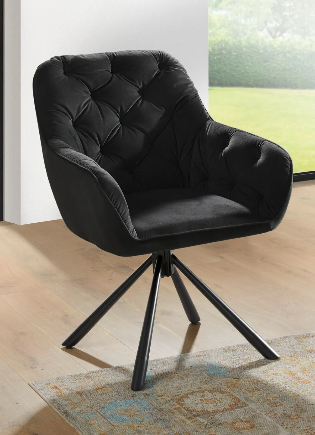 Outlet BADER Drehbare Stühle mit bequemer Polsterung, 2er Set SCHWARZ