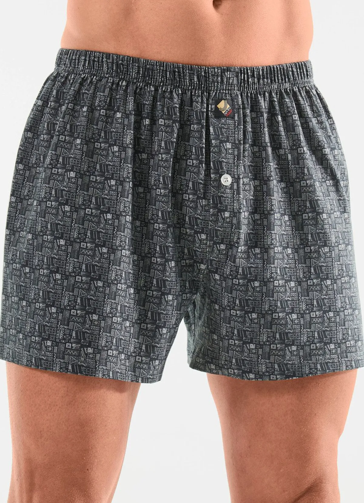 New BADER Dreierpack Boxershorts mit Alloverdessin 3X ANTHRAZIT-GRAU