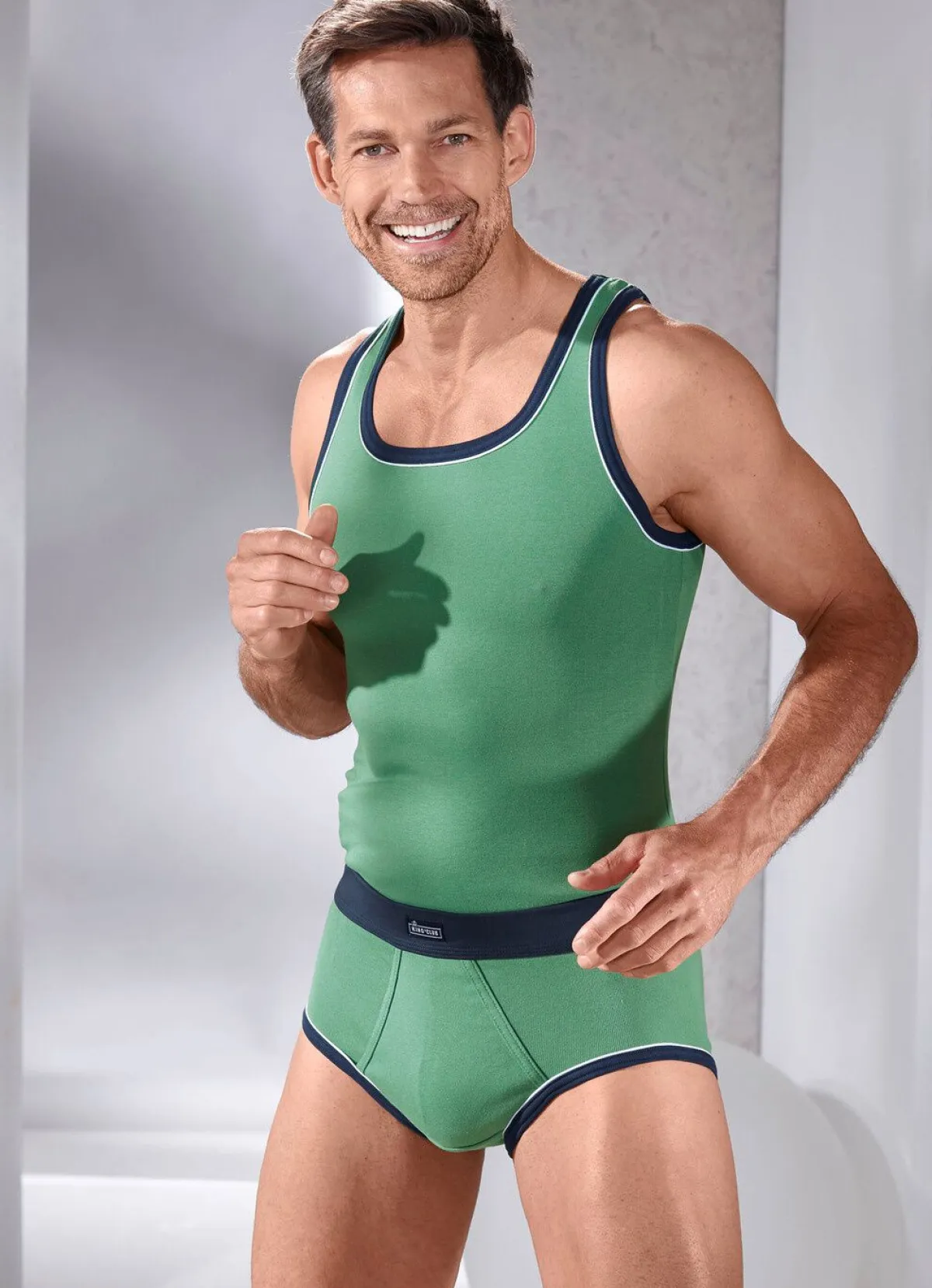 Discount BADER Dreierpack Slips aus Feinripp 3X GRÜN-MARINE