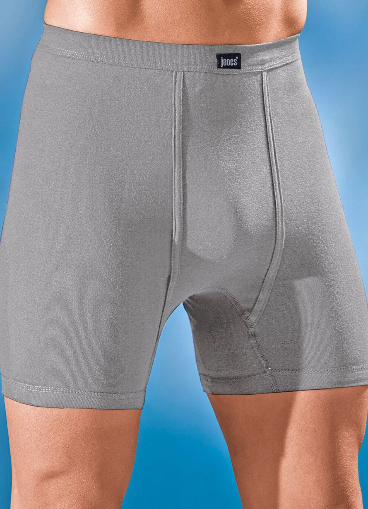 Discount BADER Dreierpack Unterhosen aus Feinripp mit Eingriff, uni bunt 2X MARINE, 1X HELLGRAU