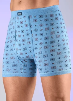 Outlet BADER Dreierpack Unterhosen mit Alloverdessin 3X JEANSBLAU MELIERT-BUNT