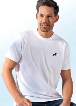 Best BADER Dreierpack Shirts, uni mit Stickereimotiv 2X WEISS, 1X SCHWARZ