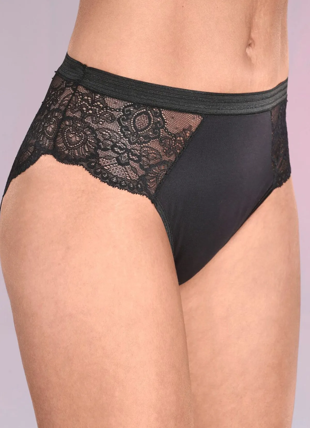 Outlet BADER Dreierpack Slips mit zarter Elastikspitze SCHWARZ