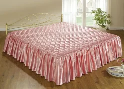 Online BADER Edel glänzende Tagesdecke und Kissenbezüge mit Steppung in Muscheloptik ROSA