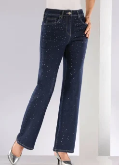 Discount BADER Edel-Jeans mit dekorativer Strasszier DUNKELBLAU