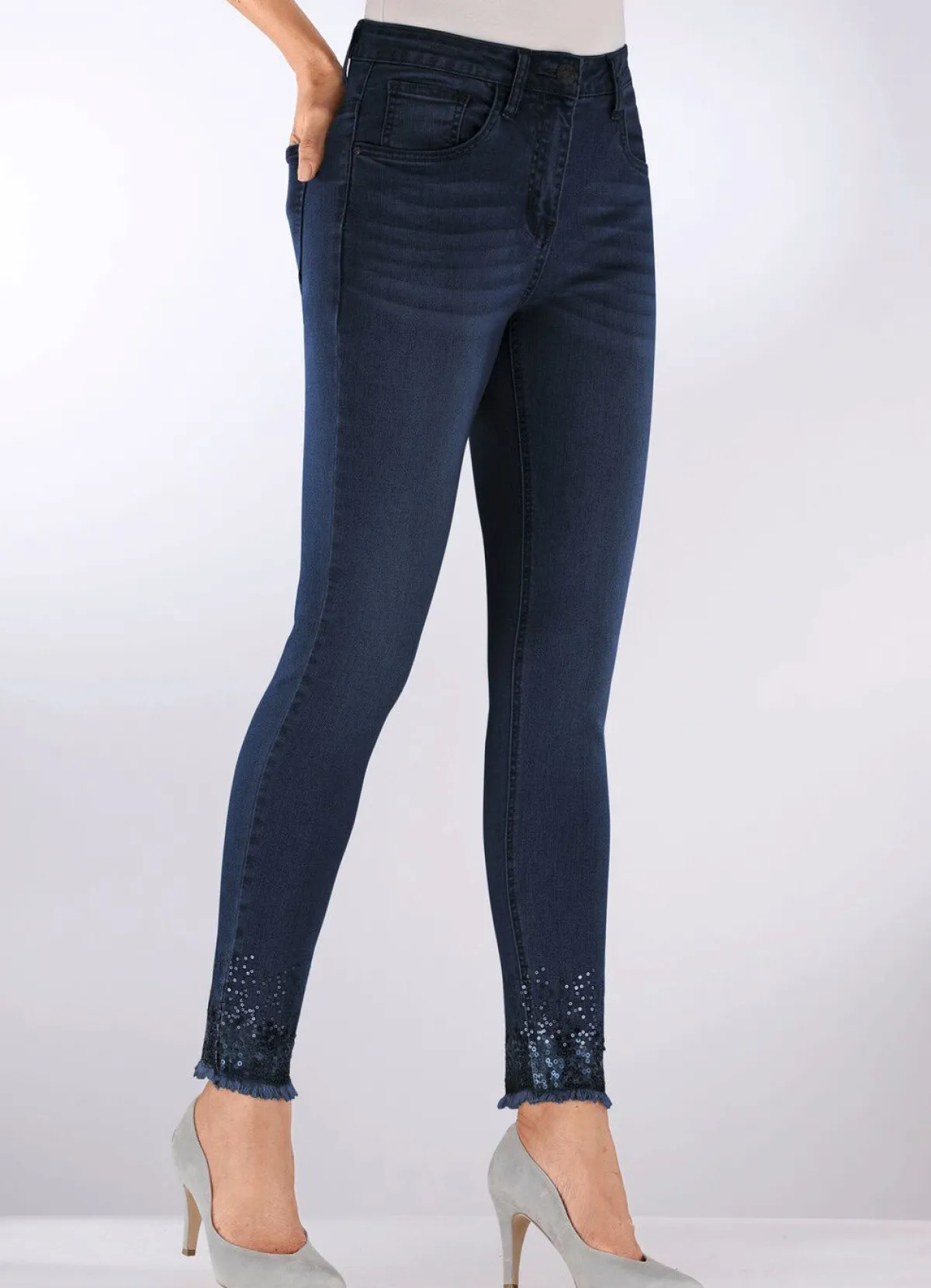 Online BADER Edel-Jeans mit Fransensaum DUNKELBLAU
