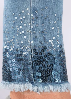 Sale BADER Edel-Jeans mit Fransensaum HELLBLAU