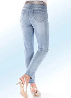 Clearance BADER Edel-Jeans mit Stickerei-Applikationen und Glitzersteinchen HELLBLAU