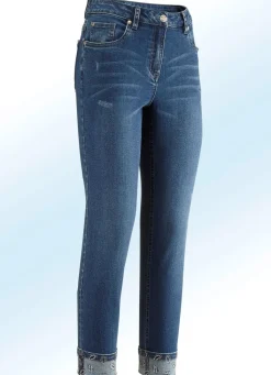 BADER Edel-Jeans in 7/8-Länge mit hübschem Glitzersteinchenbesatz JEANSBLAU