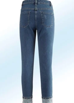 BADER Edel-Jeans in 7/8-Länge mit hübschem Glitzersteinchenbesatz JEANSBLAU
