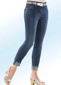 BADER Edel-Jeans in 7/8-Länge mit hübschem Glitzersteinchenbesatz JEANSBLAU