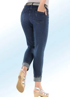 BADER Edel-Jeans in 7/8-Länge mit hübschem Glitzersteinchenbesatz JEANSBLAU