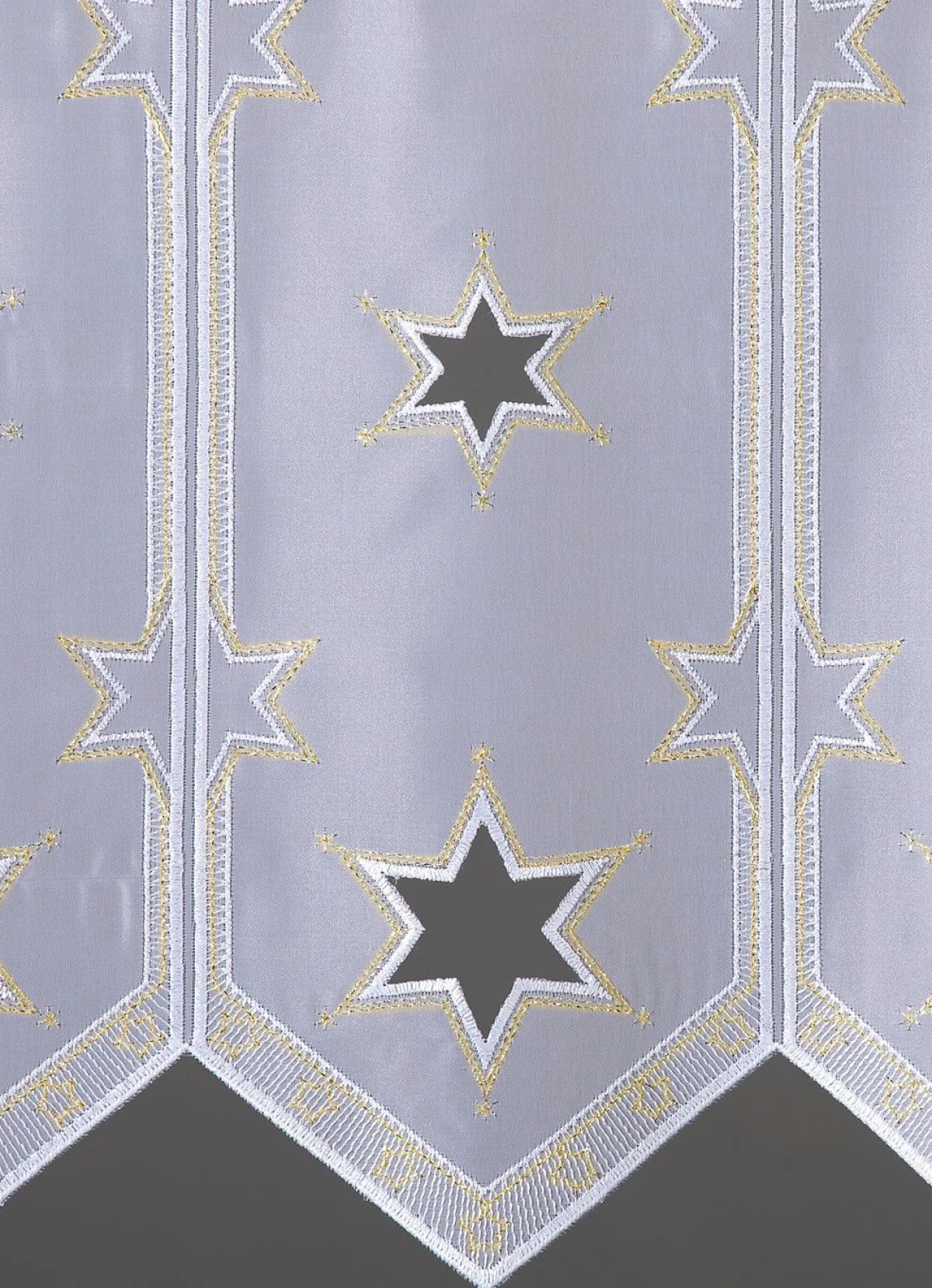 Hot PLAUENER STICKEREI Edler Kurzstore mit WEISS-GOLD