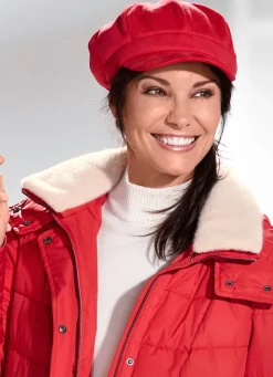 New BADER Elegante Damen-Ballonmütze, mit rückwärtigem Elastikeinsatz ROT