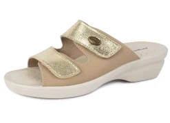 Online BADER Elegante Klett-Pantolette platinfarben