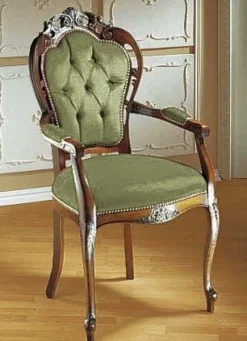 New BADER Elegante Esszimmer-Stühle oder Sessel GRÜN/NUSSBAUM