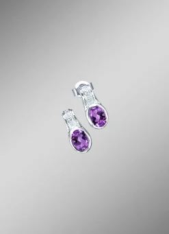 Hot BADER Elegante Ohrstecker mit echt Amethyst und synth. Zirkonia