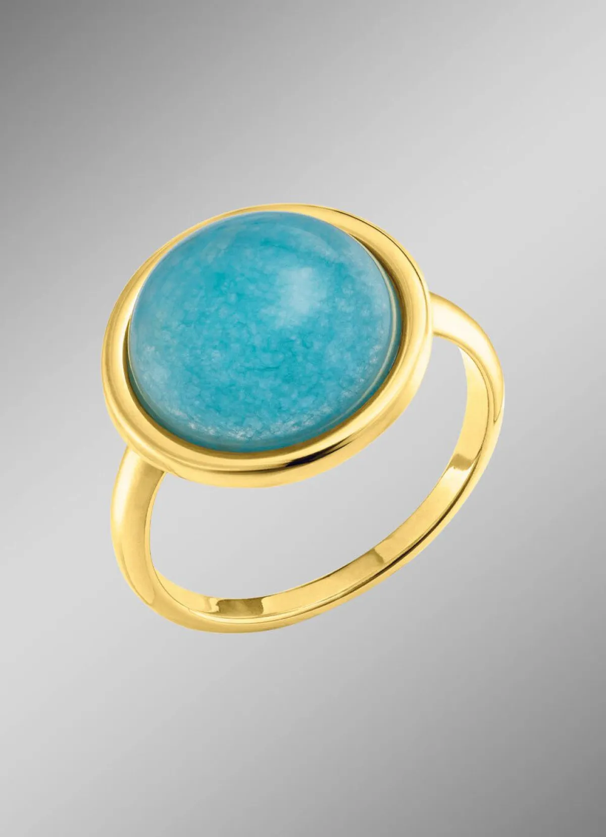 BADER Eleganter Damenring mit echt blauem Chalcedon