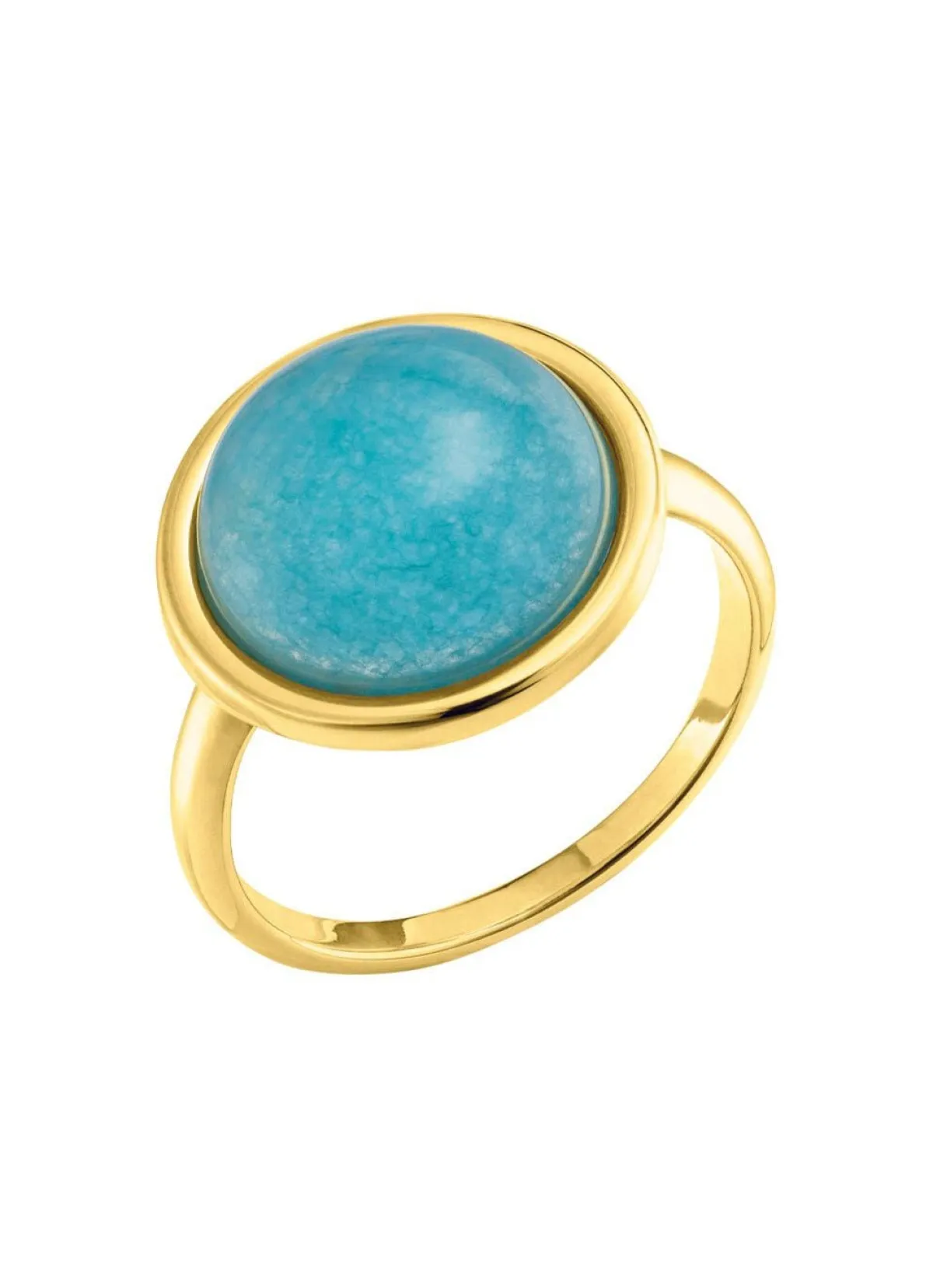 BADER Eleganter Damenring mit echt blauem Chalcedon