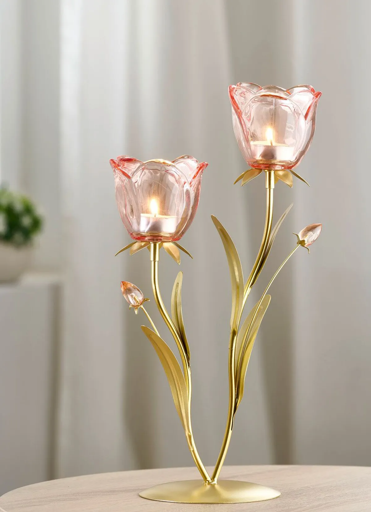 Online BADER Eleganter Teelichthalter mit Gläser in Rosenform ROSA-GOLD