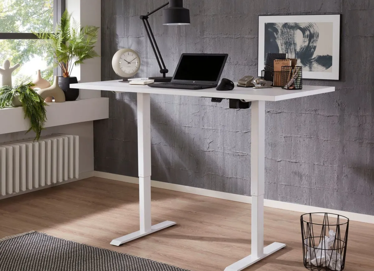 Discount BADER Elektrisch höhenverstellbarer Schreibtisch WEISS-WEISS