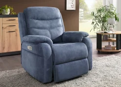 Clearance BADER Elektrisch verstellbarer TV-Sessel mit Motor und Aufstehhilfe BLAU-GRAU