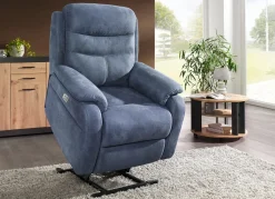 Clearance BADER Elektrisch verstellbarer TV-Sessel mit Motor und Aufstehhilfe BLAU-GRAU