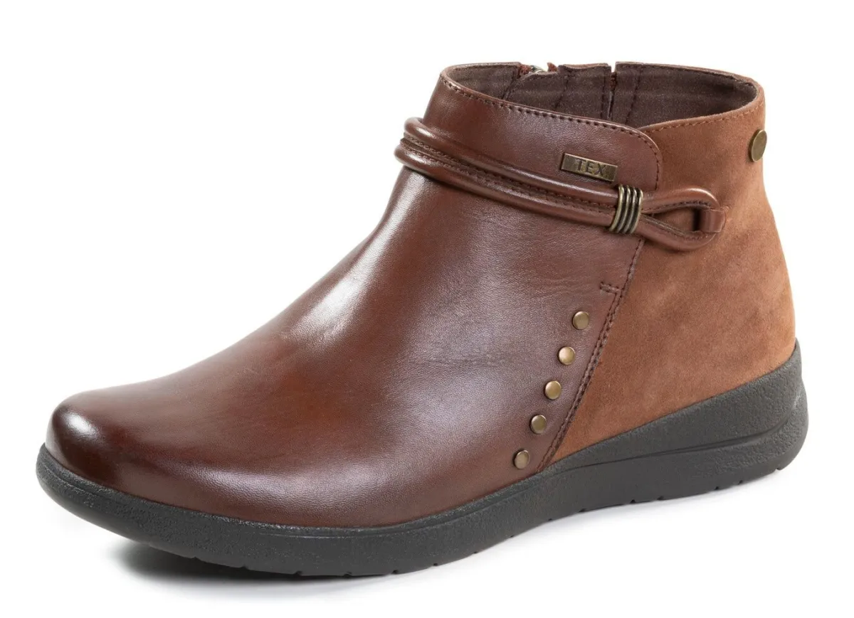 ELENA EDEN , atmungsaktive Damen-Boots, Weite H, mit herausnehmbarem Fußbett COGNAC