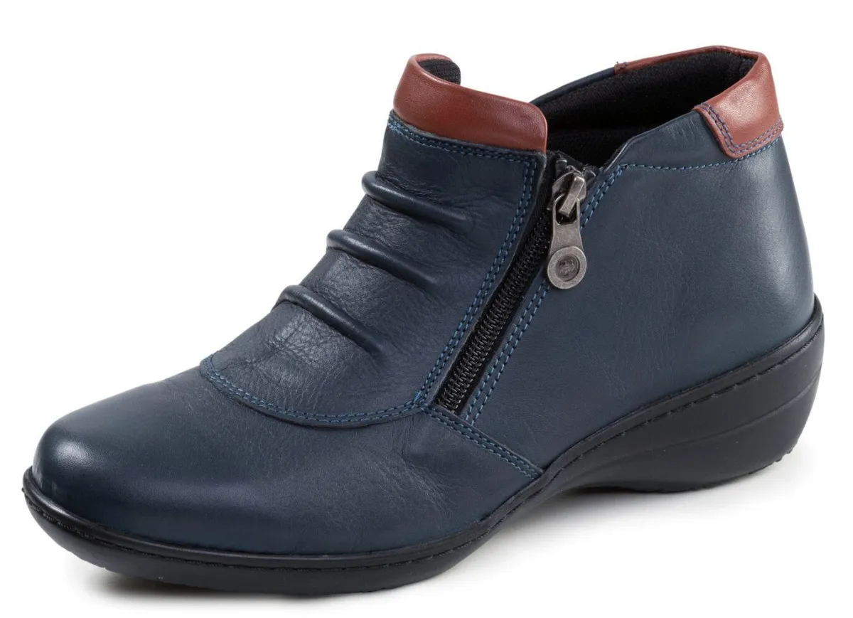 Sale ELENA EDEN , bequeme Damen-Boots, Weite H, mit herausnehmbarem Fußbett MARINE-BRAUN