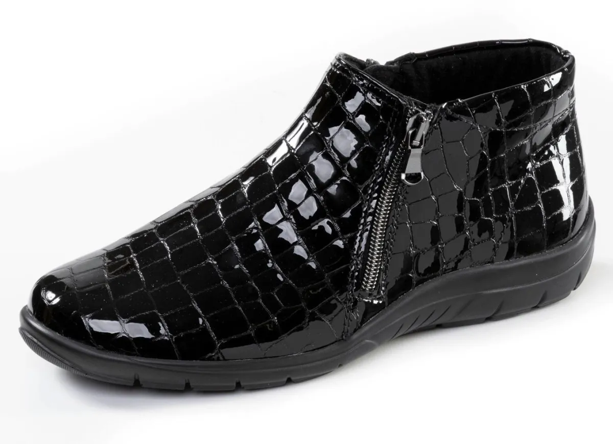 ELENA EDEN , bequeme Damen-Boots, Weite H, mit herausnehmbarem Fußbett SCHWARZ