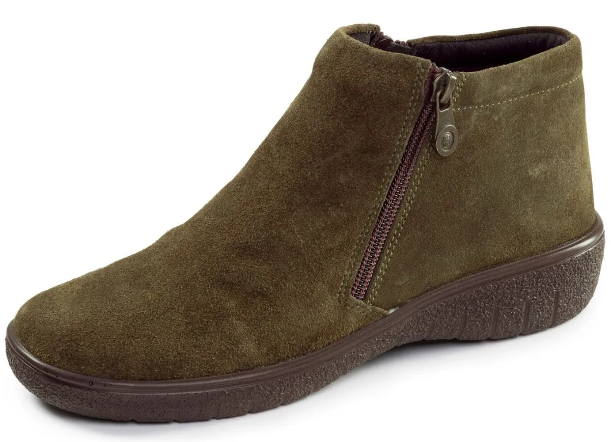 Outlet ELENA EDEN , bequeme Damen-Boots, Weite G, mit herausnehmbarem Fußbett OLIV