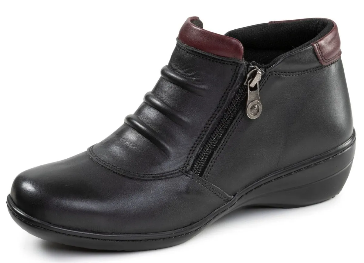 Sale ELENA EDEN , bequeme Damen-Boots, Weite H, mit herausnehmbarem Fußbett SCHWARZ-BURGUND