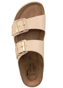 Best ELENA EDEN , bequeme Damen-Pantoletten, Weite H, mit Klettspange BEIGE