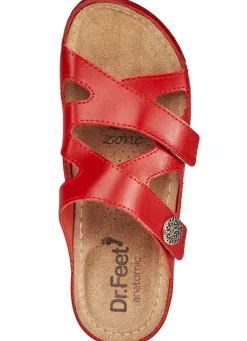 BADER ELENA EDEN, bequeme Damen-Pantoletten, Weite G, mit Klettverschluss ROT