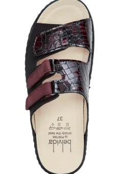 Hot ELENA EDEN , bequeme Damen-Pantoletten, Weite H, mt herausnehmbarem Fußbett SCHWARZ-BORDEAUX