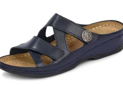 Discount BADER ELENA EDEN, bequeme Damen-Pantoletten, Weite G, mit Klettverschluss MARINE