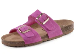 BADER ELENA EDEN, bequeme Damen-Pantoletten, Weite H, aus Leder PINK