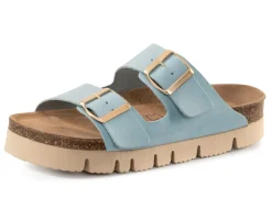 Discount ELENA EDEN , bequeme Damen-Pantoletten, Weite H, mit Klettspange HELLBLAU