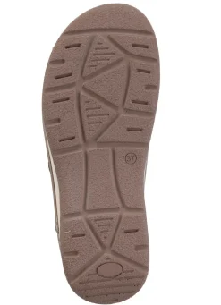 New ELENA EDEN , bequeme Damen-Pantoletten, Weite H, mit herausnehmbarem Fußbett TAUPE-ANTIKBRONZE