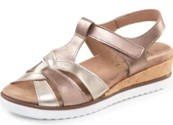Discount ELENA EDEN , bequeme Damen-Sandalen, Weite H, mit herausnehmbarem Fußbett BRONZE-GOLD