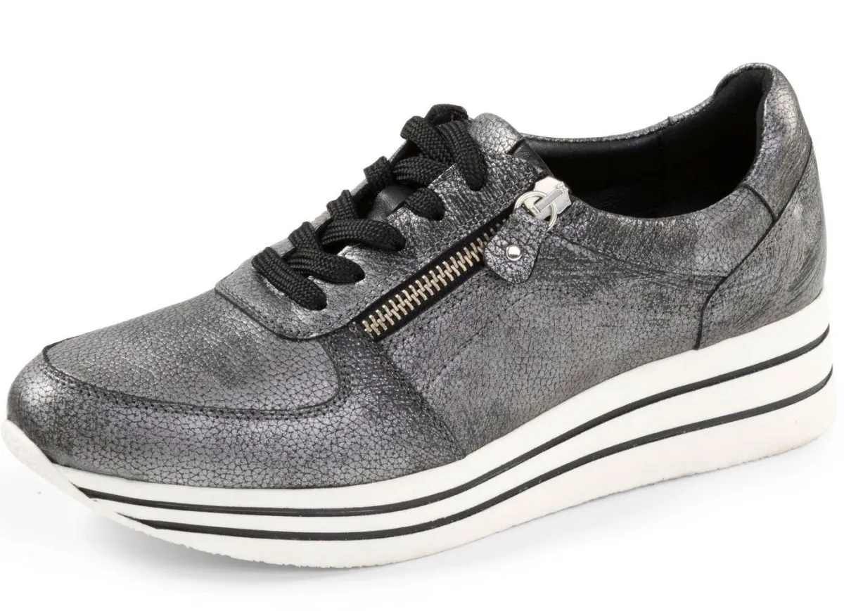 Hot ELENA EDEN , bequeme Damen-Sneaker, Weite G, mit herausnehmbarem Fußbett ALTSILBER