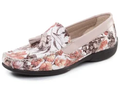 Sale ELENA EDEN , bequeme Damen-Slipper, Weite H, mit herausnehmbarem Fußbett ECRU-BUNT