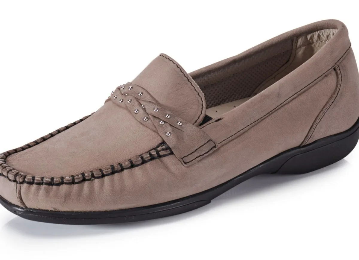 Clearance ELENA EDEN , bequeme Damen-Slipper, Weite H, mit herausnehmbarem Fußbett TAUPE