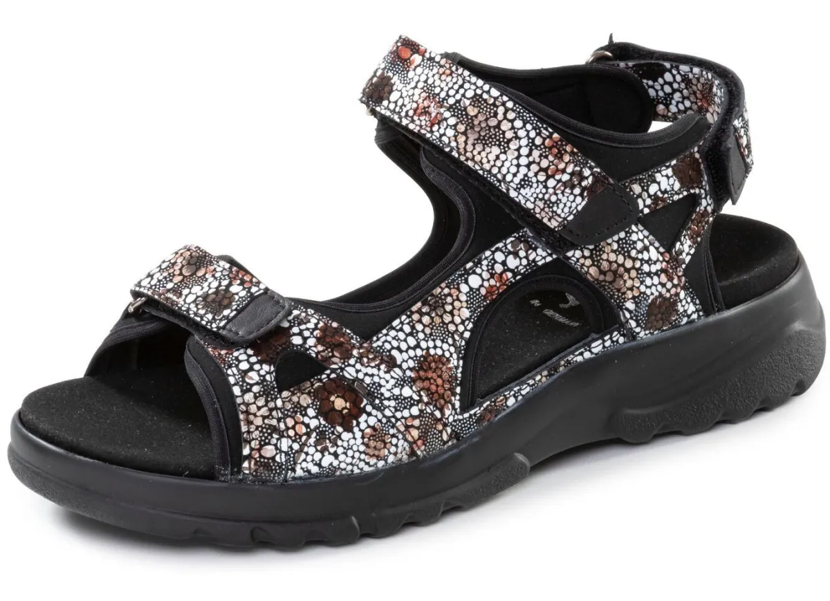 Sale ELENA EDEN , bequeme Damen-Sandalen, Weite H, mit herausnehmbarem Fußbett WEISS-MULTICOLOR