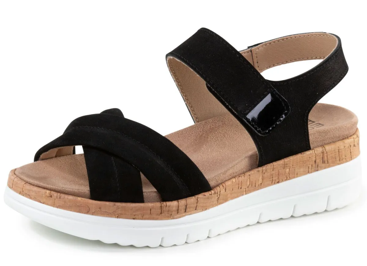 New BADER ELENA EDEN, bequeme Damen-Sandalen, Weite H, mit herausnehmbarem Fußbett SCHWARZ