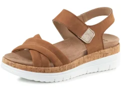 BADER ELENA EDEN, bequeme Damen-Sandalen, Weite H, mit herausnehmbarem Fußbett COGNAC