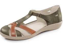New ELENA EDEN , bequeme Damen-Sandalen, Weite H, mit Klettspange KHAKI-BRAUN